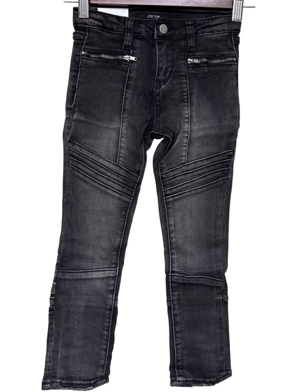Joe's Jeans Kids Moto Mid Rise Skinny Black Denim Girl's Distressed Size 6 NWT